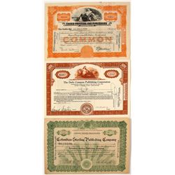 Three Publishing Stock Certificates  (71015)