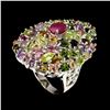Image 2 : Natural  Ruby Peridot Sapphire Tourmaline Cocktail Ring