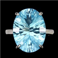 Natural Concave 16x12mm Blue Topaz Ring