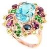 Image 2 : Natural TOPAZ RHODOLITE SAPPHIRE PERIDOT Ring