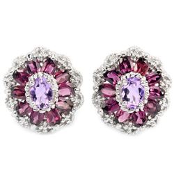 NATURAL AMETHYST & RHODOLITE GARNET Earrings