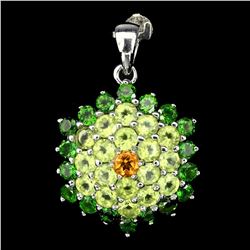 Natural Citrine Chrome Diopside Peridot Pendant