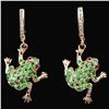 Image 1 : NATURAL GREEN TSAVORITE GARNET FROG EARRING