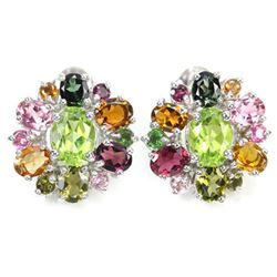 NATURAL GREEN PERIDOT & TOURMALINE Earrings