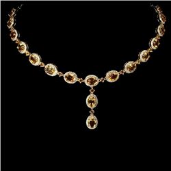 Natural  8x6 MM Top Yellow Citrine 164.93 Cts Necklace