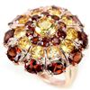 Image 1 : NATURAL DARK ORANGE RED GARNET & CITRINE Ring