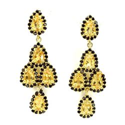Natural Yellow Citrine Black Spinel Earrings