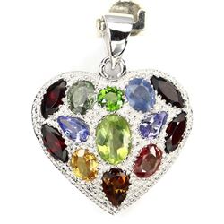 Natural Peridot Sapphire Tanzanite Heart Pendant
