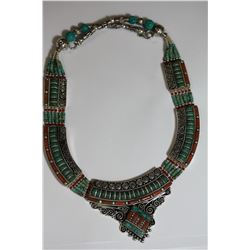 Tibet Hand Made Natural Turquoise & Coral Necklace