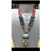 Image 1 : Tibet Hand Made Natural Amber Turquoise Coral Necklace