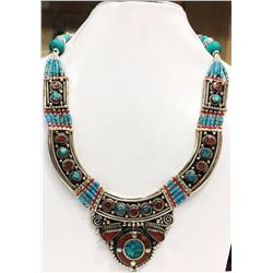 Tibet Hand Made Turquoise & Coral Necklace