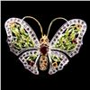 Image 1 : Natural  Ruby Peridot Garnet  Sapphire Butterfly Brooch