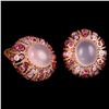 Image 2 : NATURAL ROSE QUARTZ OVAL CABOCHON Earrings