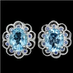 Natural AAA SWISS BLUE TOPAZ Earrings