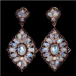 Natural Full Luster Moonstone Black Spinel Earrings