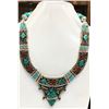 Image 1 : Tibet Hand Made Natural Turquoise & Coral Necklace