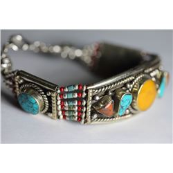 Tibet Amber Turquoise Lapiz Lazuli & Coral Bracelet