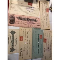 Lot of 1898-1910 New York State Bank Checks and other Papers