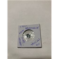 1.75 carat Aquamarine trilliant cut tested natural gem