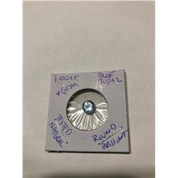 1.00 carat Blue Topaz round brilliant cut tested natural