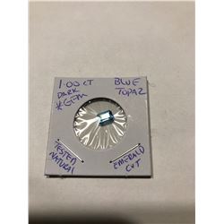 1.00 carat Dark Blue Topaz emerald cut tested natural