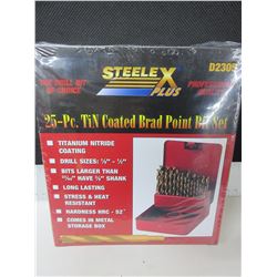 New Drill Bit set 25 piece Brad Point for Woodworking 1/8 to 1/2" comes with
