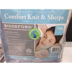 New TWIN Heated Blanket comfort knit & sherpa Machine wash & dry