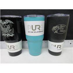 3 New 30oz PUR Element Copper Insulated Tumblers / lids are cracked 3 for