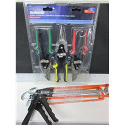 New MasterCraft Aviation Tin Snip Set 3 pc. & 2 New Calking Guns