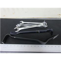 Tool Bundle 4 Large Wrenches 13/16 - 1 inch & 2 Prybars 14 & 18 inch