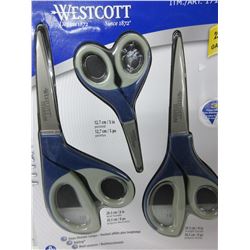 New 3 piece Westcott Titanium Scissors / 2 pair 8" & 1 pair 5"