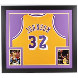 CUSTOM FRAMED SIGNED MAGIC JOHNSON LA LAKERS JERSEY (JSA COA)