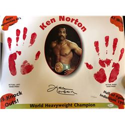 KEN NORTON SIGNED 11 X 14 PRINT WITH LIVE HAND PRINTS ( JSA COA)