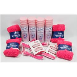 BAG OF RAZORS, SHAVE GEL, AND WINTER SOCKS