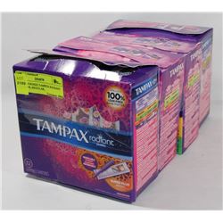 LOT OF 4 BOXES TAMPEX RADIANT TAMPONS, REGULAR,