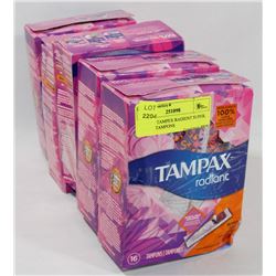 LOT OF 5 TAMPEX RADIANT SUPER, 16 PACK TAMPONS