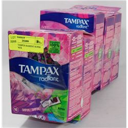 LOT OF 5 TAMPEX RADIANT SUPER PLUS, 16 PACK