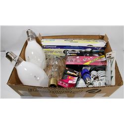 BOX FULL OF LIGHT BULBS - VARIOUS TYPES -