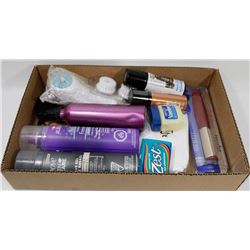 BOX W/NEW BODY CARE ITEMS INCL DOVE