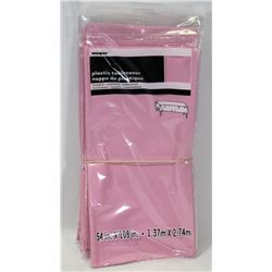 6 LIGHT PINK PLASTIC TABLE COVERS