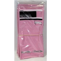 6 LIGHT PINK PLASTIC TABLE COVERS