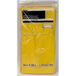 6 YELLOW PLASTIC TABLE COVERS