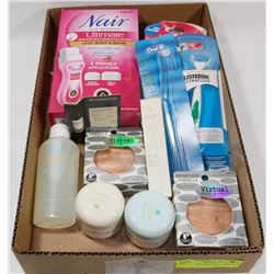 BOX OF NEW ITEMS INCL. NAIR HAIR REMOVER,
