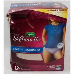 CASE OF 12 MODERN RISE SIZE SMALL DEPENDS