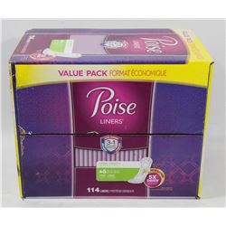 BOX OF 114 POISE LONG LENGTH PANTY LINERS