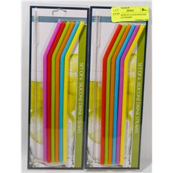 2 NEW PACKS OF 6 EACH SILICONE REUSABLE STRAWS