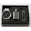 Image 1 : NEW MENS WATCH, FLASK, AND POCKET KNIFE SET