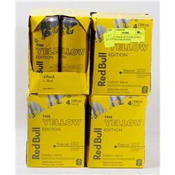 LOT OF 4 PACK OF 4 CANS OF RED BULL YELLOW EDITION