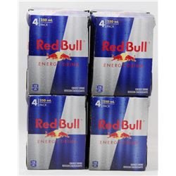 LOT OF 4 PACK OF 4 CANS OF RED BULL