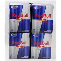 LOT OF 4 PACK OF 4 CANS OF RED BULL